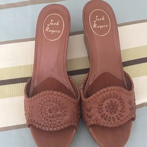 Jack Rogers Cognac Barcelona Capri Wedge  Sandals